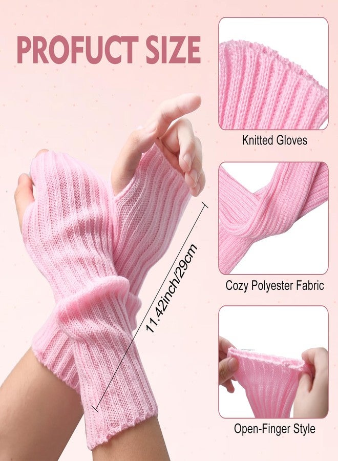 SENONAPO 8 Pairs Arm Kawaii Warmers Sleeves 8 Colors with Thumb Hole Wrist Warmers Long Fingerless Gloves Cute Y2k Harajuku Style for Women Girls Lolita Costume School - Image 2
